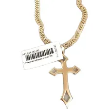 Colar Masculino Folheado Ouro Grosso Cruz Crucifixo Rommanel Cor Dourado Foto  mini 1