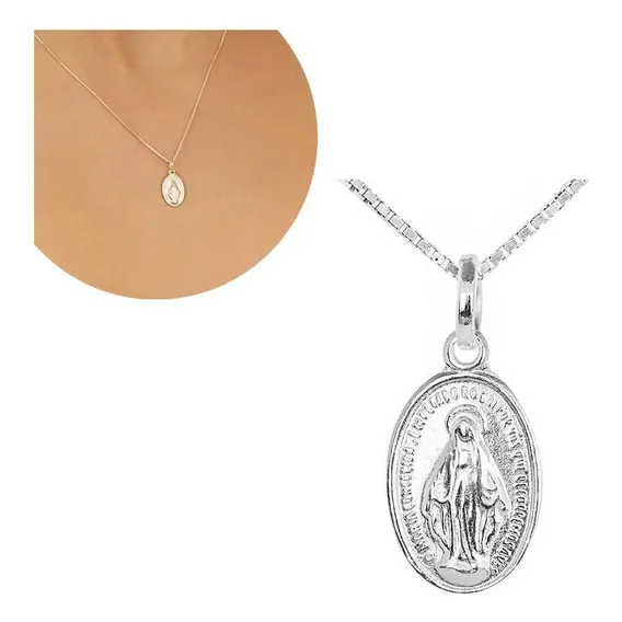 Colar Medalha Milagrosa Nossa Senhora Em Prata 925 Foto 1