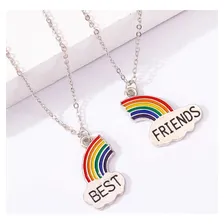 Colar Melhores Amigas Best Friends Amizade Arco Iris Bff Par Cor Prateado Foto mini  2