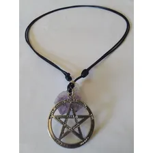 Colar Místico Wicca Bruxaria Pentagrama. Cor Prateado Foto mini  2