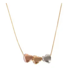 Colar Mix Dourado Prateado Rose Gold 3 Corações Semijoia Cor Mix De Banhos Foto  mini 1