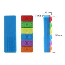 Colar Mordedor Sensorial Silicone Autismo Ansiedade Bloco Cor Azul Foto mini  2