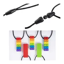 Colar Mordedor Sensorial Silicone Autismo Ansiedade Bloco Cor Azul Foto mini  3