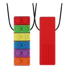 Colar Mordedor Sensorial Silicone Autismo Bloco /tdah/tea+nf Cor Vermelho Foto mini 1