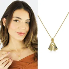 Colar Nossa Senhora Aparecida Pedras Banhado Ouro Semi Joias Foto mini 4