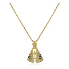 Colar Nossa Senhora Aparecida Pedras Banhado Ouro Semi Joias Foto  mini 1