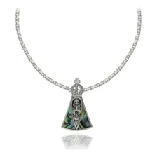 Colar Nossa Senhora Aparecida Prata 925 Abalone Madrepérola Foto  mini 1