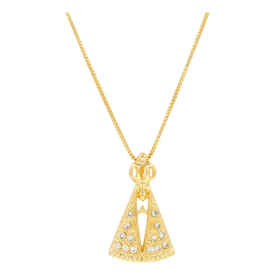 Colar Nossa Senhora Aparecida Semi Joia Banhado Ouro 18k Foto 1