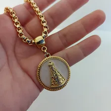 Colar Nossa Senhora Aparecida Semijoia Banho Ouro 18k Cor Dourado Foto mini 4