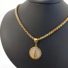 Colar Nossa Senhora Aparecida Semijoia Banho Ouro 18k Cor Dourado Foto mini 1