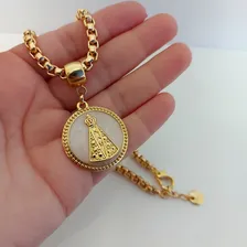 Colar Nossa Senhora Aparecida Semijoia Banho Ouro 18k Cor Dourado Foto mini 2