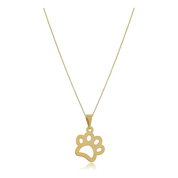 Colar Patinha Personalizada Seu Pet Folheado Em Ouro 18k Foto 1