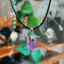 Colar Pedra Cristal Natural Ametista Signos Virgem 511 Cor Lilás Foto mini 3