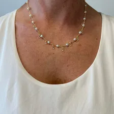 Colar Perola Com Zirc么nia, Cor Dourado Foto mini 2