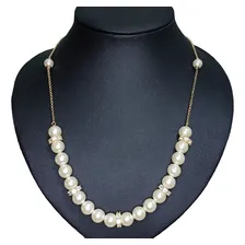 Colar Perola Grande Zirconia Noiva Festa Madrinha Mãe Cor Dourado Foto  mini 1