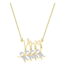 Colar Personalizado Vov贸 Com 4 Netos Banhado Em Ouro 18k Cor Dourado Foto mini 1