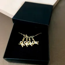 Colar Personalizado Vov贸 Com 4 Netos Banhado Em Ouro 18k Cor Dourado Foto mini 2