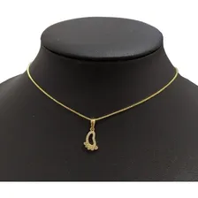 Colar Pezinho Gestante Pedra Zirconia F. Ouro 18k Semijoia Cor Dourado Foto  mini 1