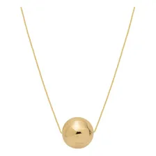 Colar Pingente Esfera Bola Grande Semijoia Banho Ouro 18k Cor Dourado Foto  mini 1