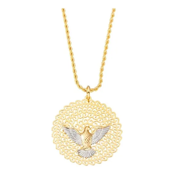 Colar Pingente Mandala Espírito Santo Banhado À Ouro 18k Foto 1