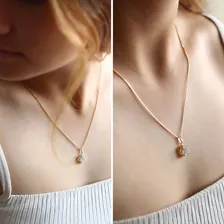 Colar Pingente Pingo De Luz Pedra Zirc么nia Banhado Ouro 18k Foto mini 4