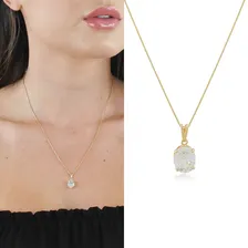 Colar Pingente Pingo De Luz Pedra Zirc么nia Banhado Ouro 18k Foto mini 2