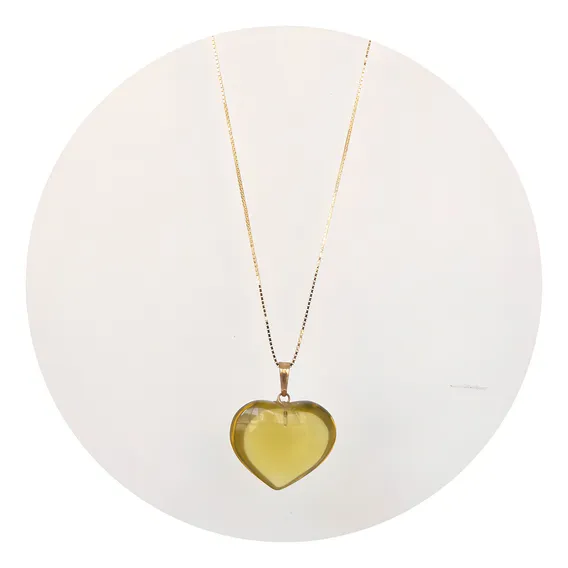 Colar Ponte Vecchio Joias Feminino Colar Em Ouro 18k Green Gold Em Coração De 45cm Feito De Ouro 18k - Colar Em Ouro 18k Amarelo Foto 1