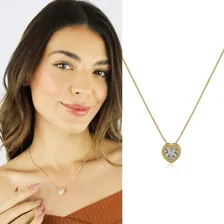 Colar Ponto De Luz Coração Amor Semi Joias Banhado Ouro 18k Foto mini 4