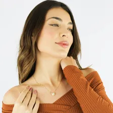 Colar Ponto De Luz Coração Amor Semi Joias Banhado Ouro 18k Foto mini  2