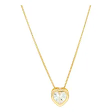 Colar Ponto De Luz Coração Amor Semi Joias Banhado Ouro 18k Foto  mini 1