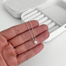 Colar Ponto De Luz Redondo Prata 925 Zircônia Feminino Foto mini  3