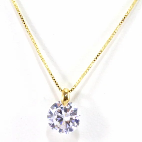 Colar Ponto De Luz Zirc么nia Banhado Em Ouro 18k Cor Dourado Foto 1