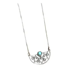Colar Prata 925 Resina Turquesa Lotus Cor Azul-celeste Foto mini 1