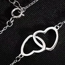 Colar Prateado Delicado Corações Feminino Elegante Brilhante Cor Cinza Foto mini 3
