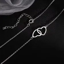 Colar Prateado Delicado Corações Feminino Elegante Brilhante Cor Cinza Foto mini 2