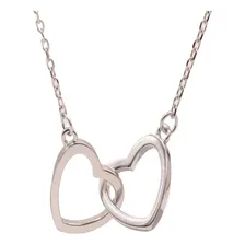 Colar Prateado Delicado Corações Feminino Elegante Brilhante Cor Cinza Foto mini 1