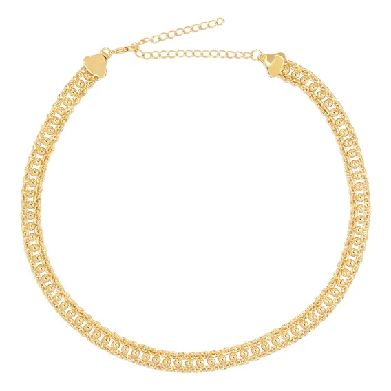 Colar Pri Acessorios Colar Trançado Colar / Corrente De 30cm Feito De Colar Banho De Ouro 18k - Colar Semijoia Dourado Foto 1