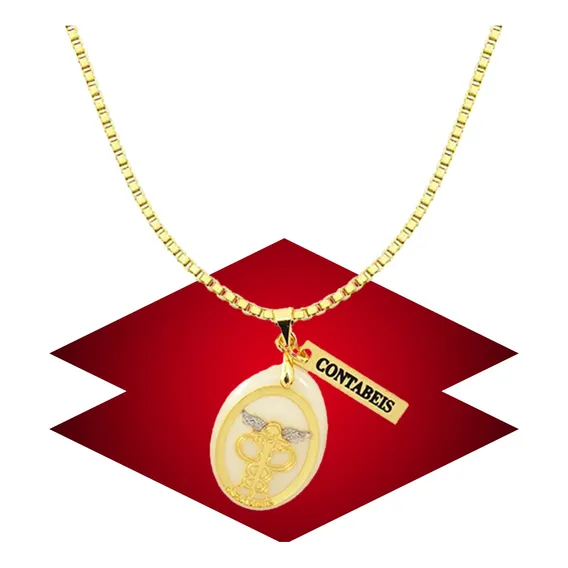Colar Profissão Pingente Contábeis Formatura Banho Ouro Cor Dourado Foto 1
