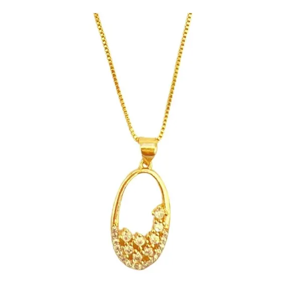 Colar QBela semijoias Colar de 45cm feito de metais nobres - banhado a ouro dourado Foto 1