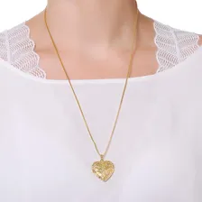 Colar Relicário Coração Folheado A Ouro 18 K Foto mini 4
