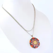 Colar Relicário Esmaltado Prateado Multicolor Para Foto Foto mini 4