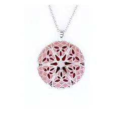 Colar Relicário Esmaltado Prateado Rosa Para Foto Foto mini 4