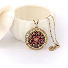 Colar Relicário Flor Esmaltado Ouro Velho Roxo Com Strass Foto mini 1