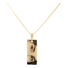 Colar Retangular Banho Ouro 18k Personalizado Olhar Especial Foto  mini 1