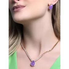 Colar Riviera Zircônia Gota Ultraviolet Fusion Brc Semijoia Cor Violeta Foto mini 4