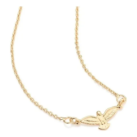 Colar Rommanel Banhado Ouro 18k Religioso Pomba Divina Lindo Cor Dourado Foto 1