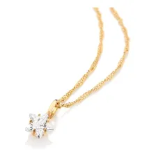 Colar Rommanel Banhado Ouro 18k Solit谩rio Estrela Zirc么nia Foto mini 1