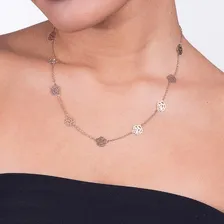 Colar Rommanel Folheado Ouro 18k Fio Rosas Vazadas 531247 Cor Dourado Foto mini  2