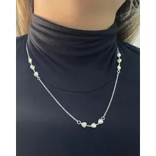 Colar Semi Joia Colar De Pérola Coração Feito De Prata Prata Foto mini 2