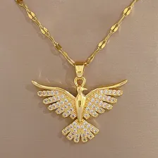 Colar Semijoia Divino Espírito Santo Banhado Ouro Cravejadas Cor Dourado Foto mini 2